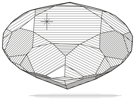 An engraving of a brilliant-cut diamond seen from above